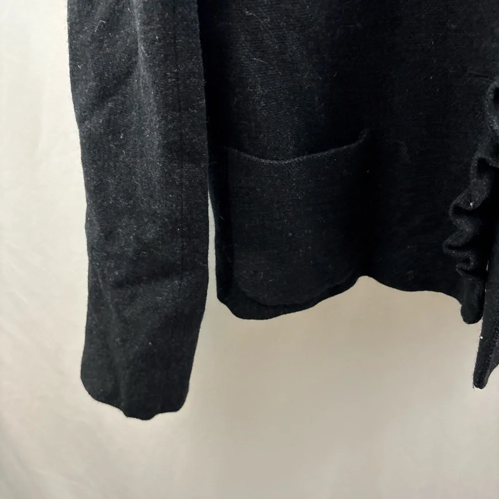 J Crew Fiona Ruffle Black Wool Tweed Jacket Blazer Size 10 Buttons